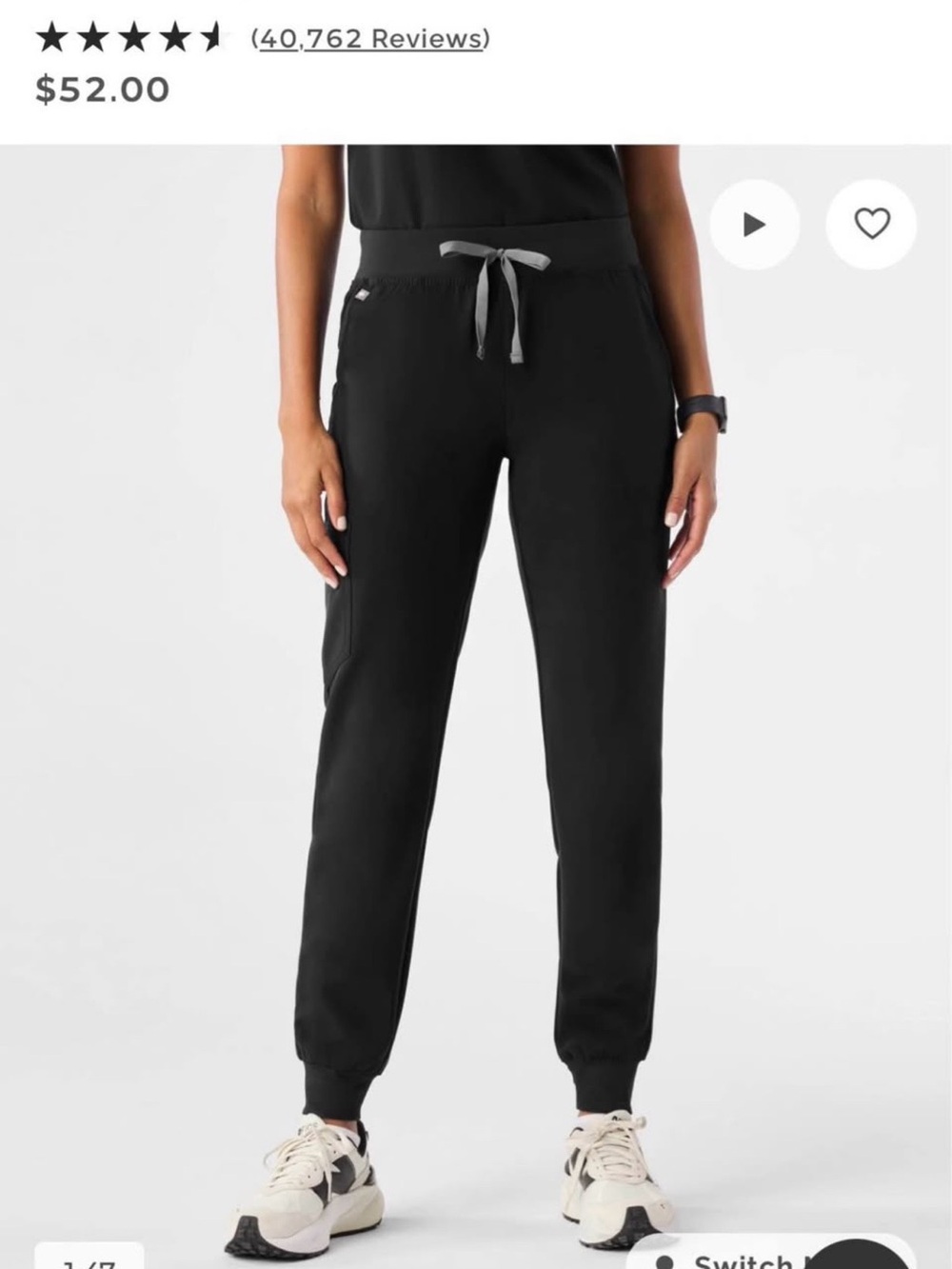 2 pair of Figs Large Black Jogger Pants with Gray Drawstring